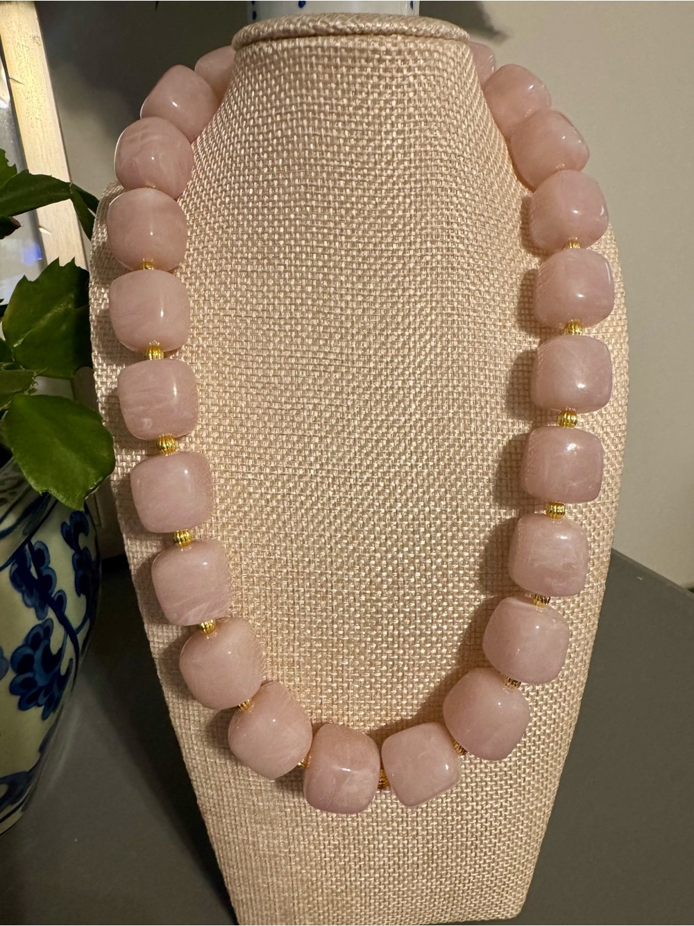 Handcrafted Pink Rose Quartz Chunky Necklace